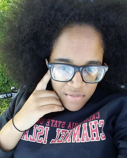 Melissa Bennett-Holt in a California State University Channel Islands hoodie